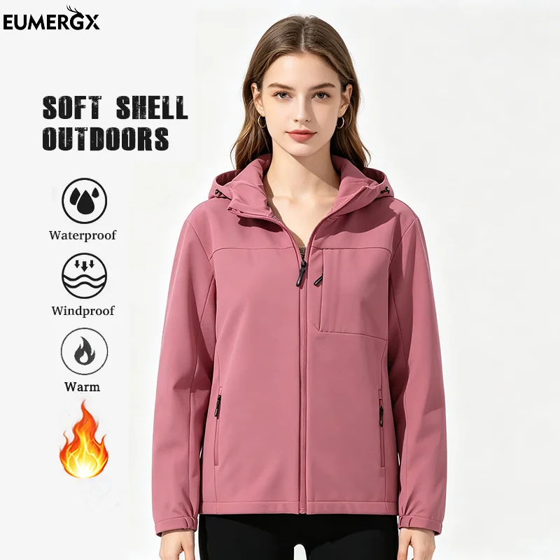 Windbreak Shell Jacket - EUMERGX Women's Waterproof Windbreaker Windproof Thermal