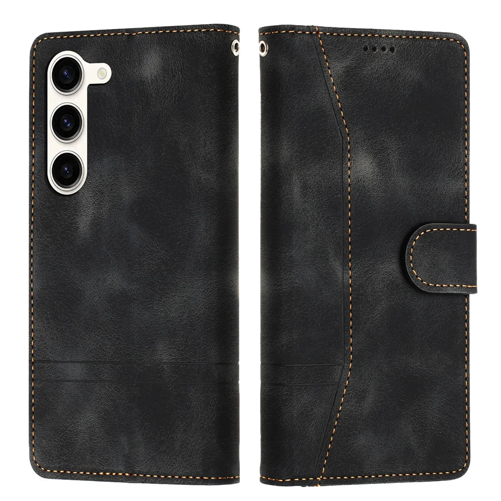 

Vintage Thread Magnetic Clasp Flip Leather Case for Galaxy S6 S7 Edge S8 S9 S10 Plus S10E S20 S21 S22 S23 Ultra Slim Wallet Case