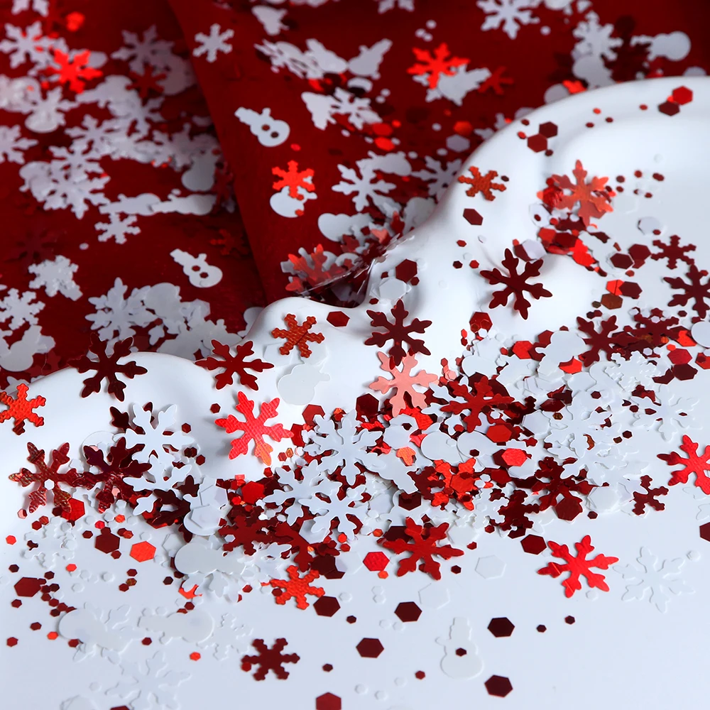 5g/Bag Christmas Snowflake Glitter For Epoxy Resin Filling Red White Snowman Sequin Resin Shaker Filler New Year DIY Accessories