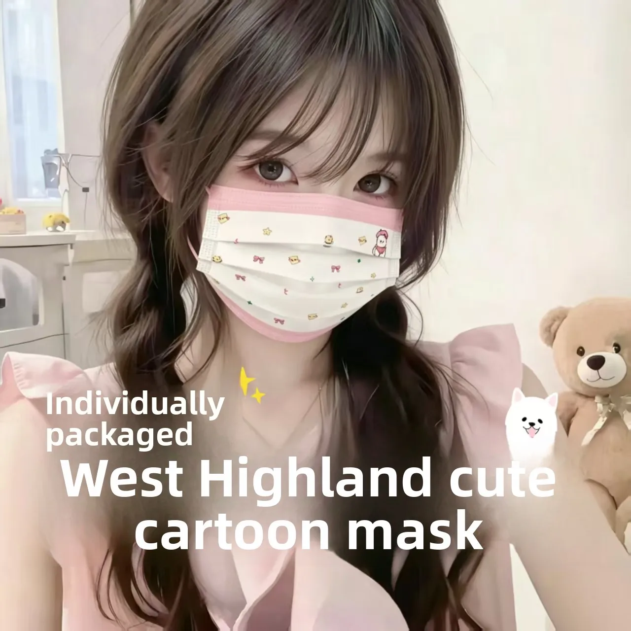 Cartoon Star Woman High Aesthetic Disposable Thin Protective Mask Fashionable Retro One-time Use Face Mask for Outdoor Summer
