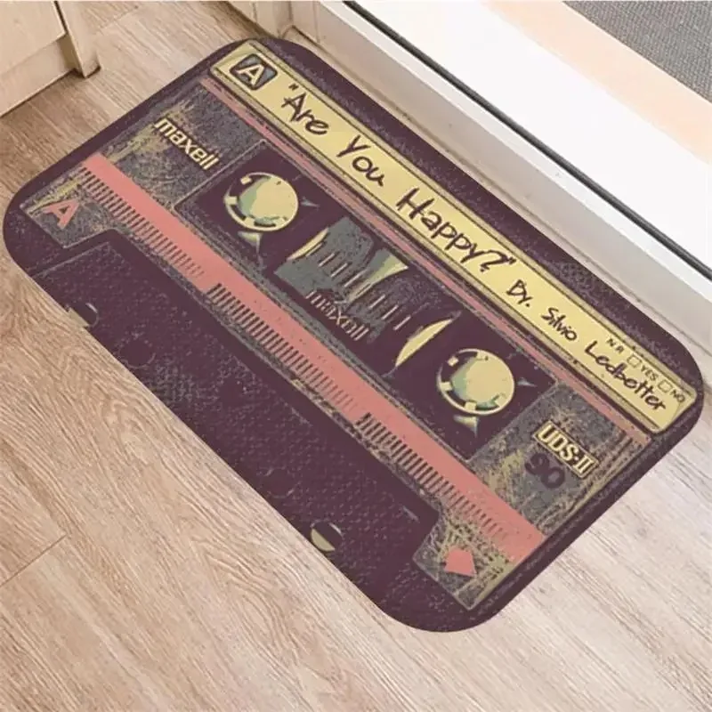 3D Cassette Music Tape Door Mat Super Absorbent Carpet for Bathroom Non-slip Toilet Floor Mats Home Entrance Retro Decor Rugs