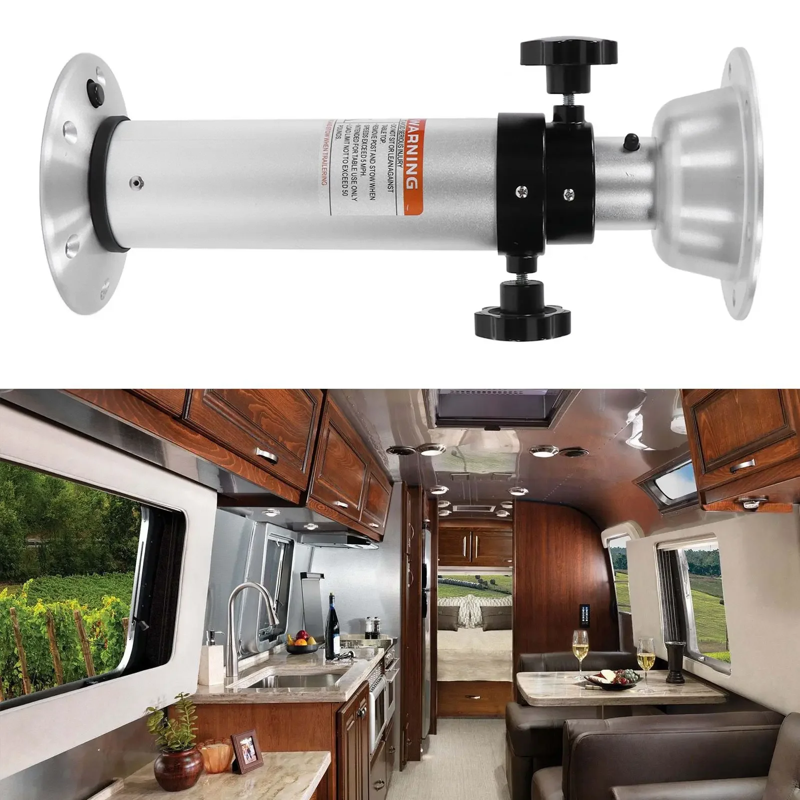 Adjustable Table Leg Removable Table Leg 430‑745mm Height Adjustable 3 Sections Aluminum Alloy for RV Motorhome