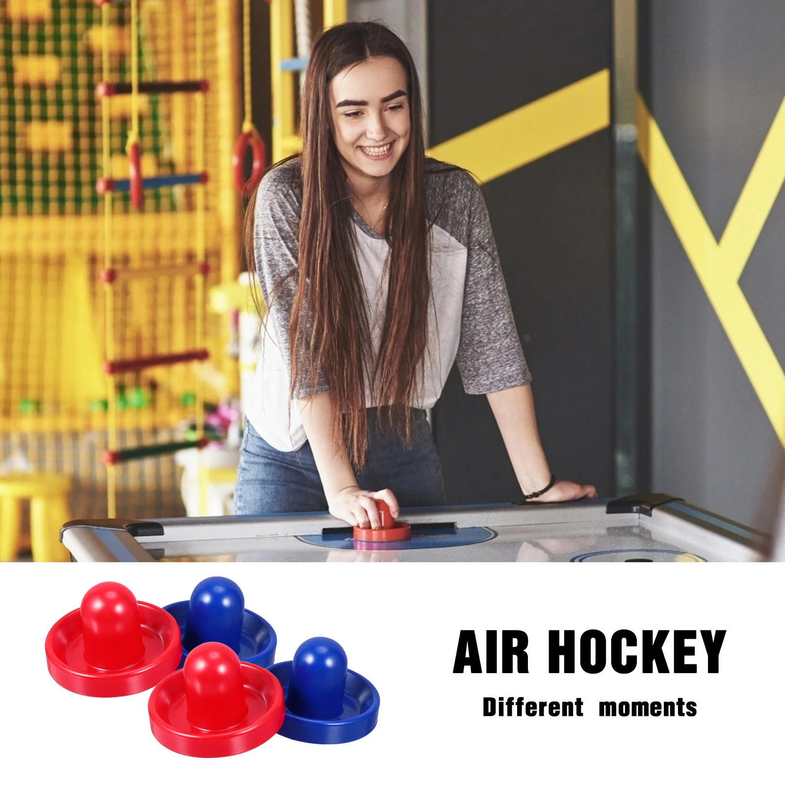 

1Set Plastic Air Hockey Pushers and Pucks High Impact Resistant Thick Lint Pad Replacement Accessories for Standard Air Hockey