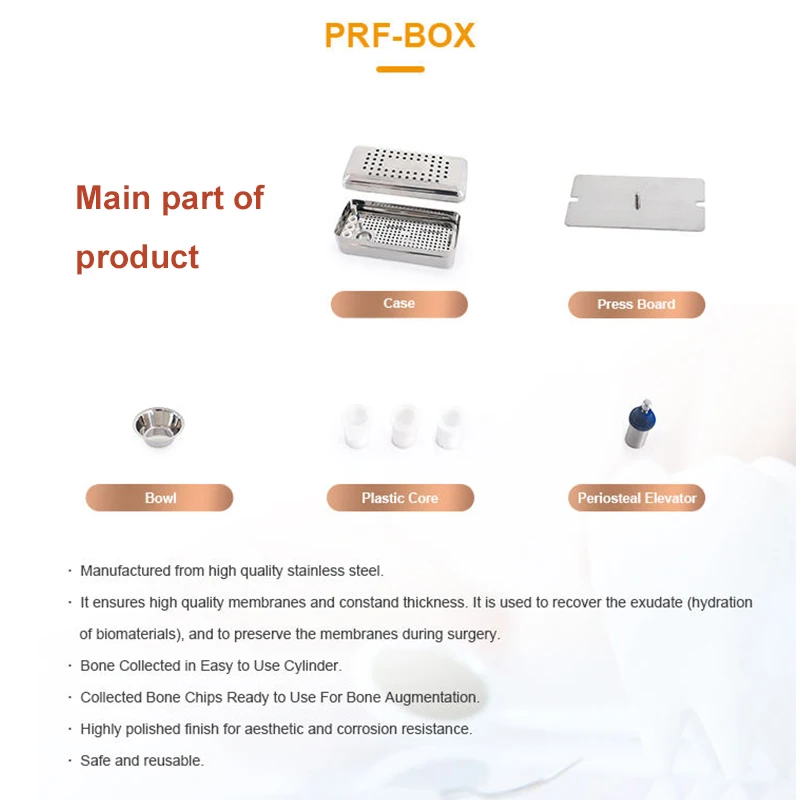 Dental Implant Platelet Box, Rich Fibrin Case, centrífuga, CGF, GRF, cirurgia de membrana, osso Graft Instrument