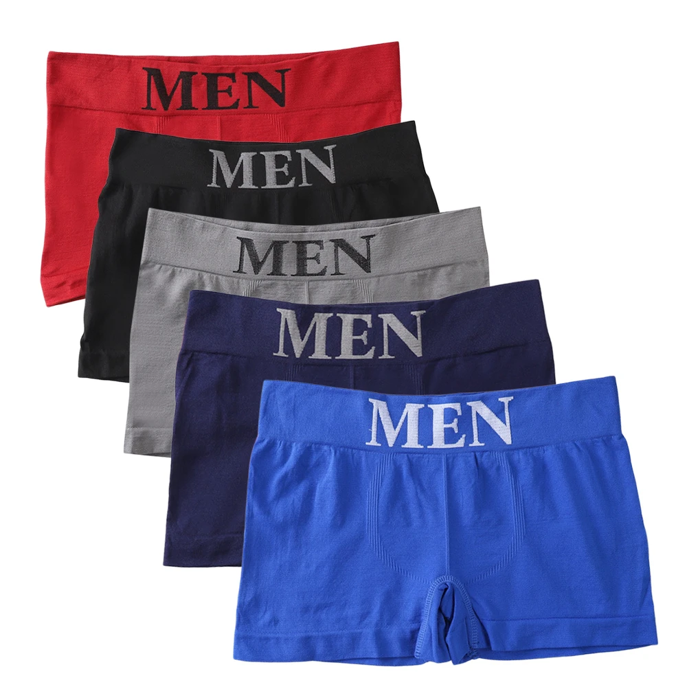 

5pcs Men's High Elastic Breathable Boxers Briefs Comfortable Soft Underwear Solid Stretch Panties For Daily Wear Men's Shorts