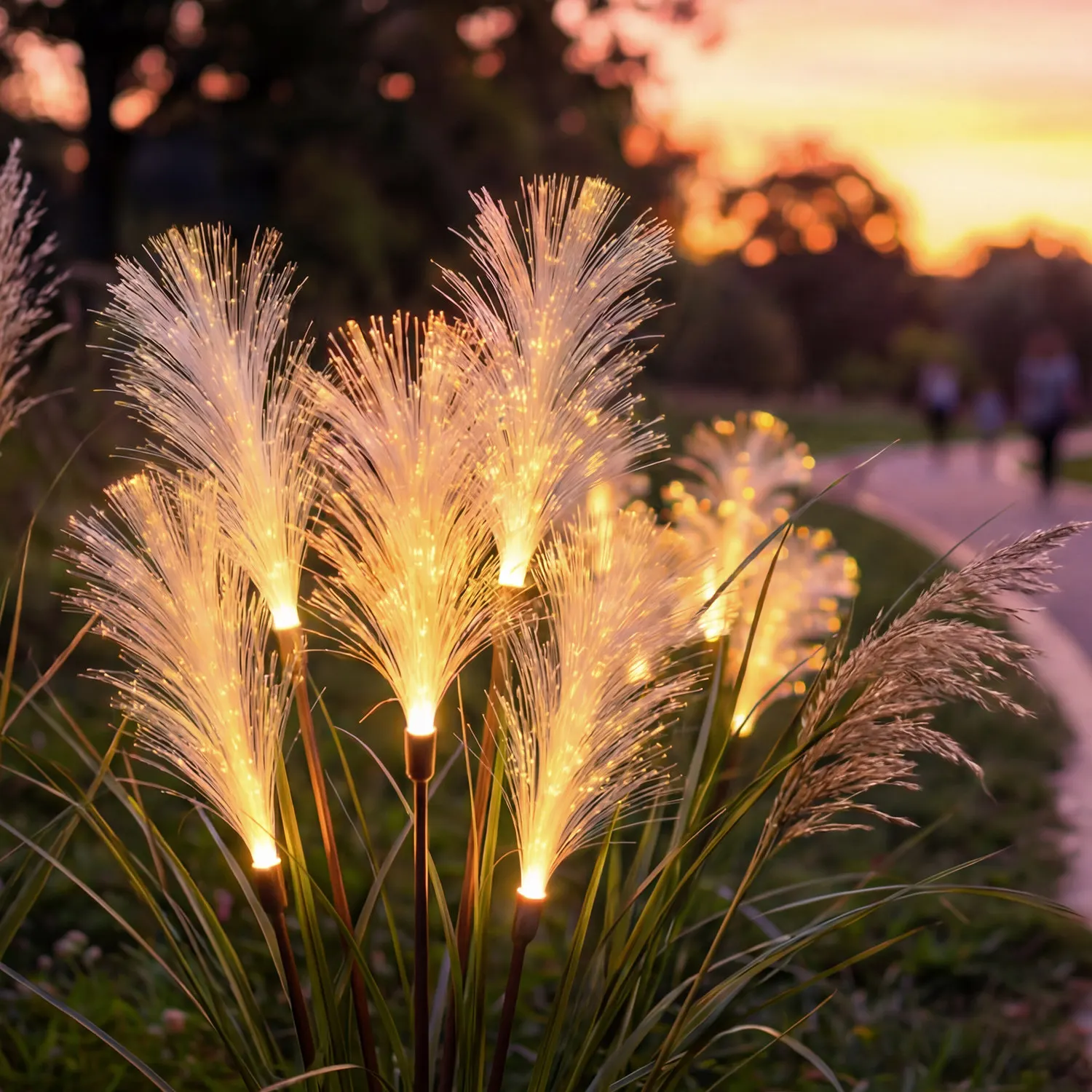Solar Reed Lamp Outdoor Waterproof Garden Landscape Decoration Glowing Ornament Lawn Atmosphere Light Ground Spike Lamp LED