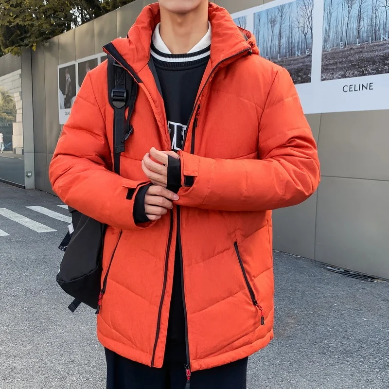 

2026 New Outdoor Men's down Jacket Short Thickened Youth Student Winter Sports Hooded Coat Trendy Polyester Fiber Fashion Urb...