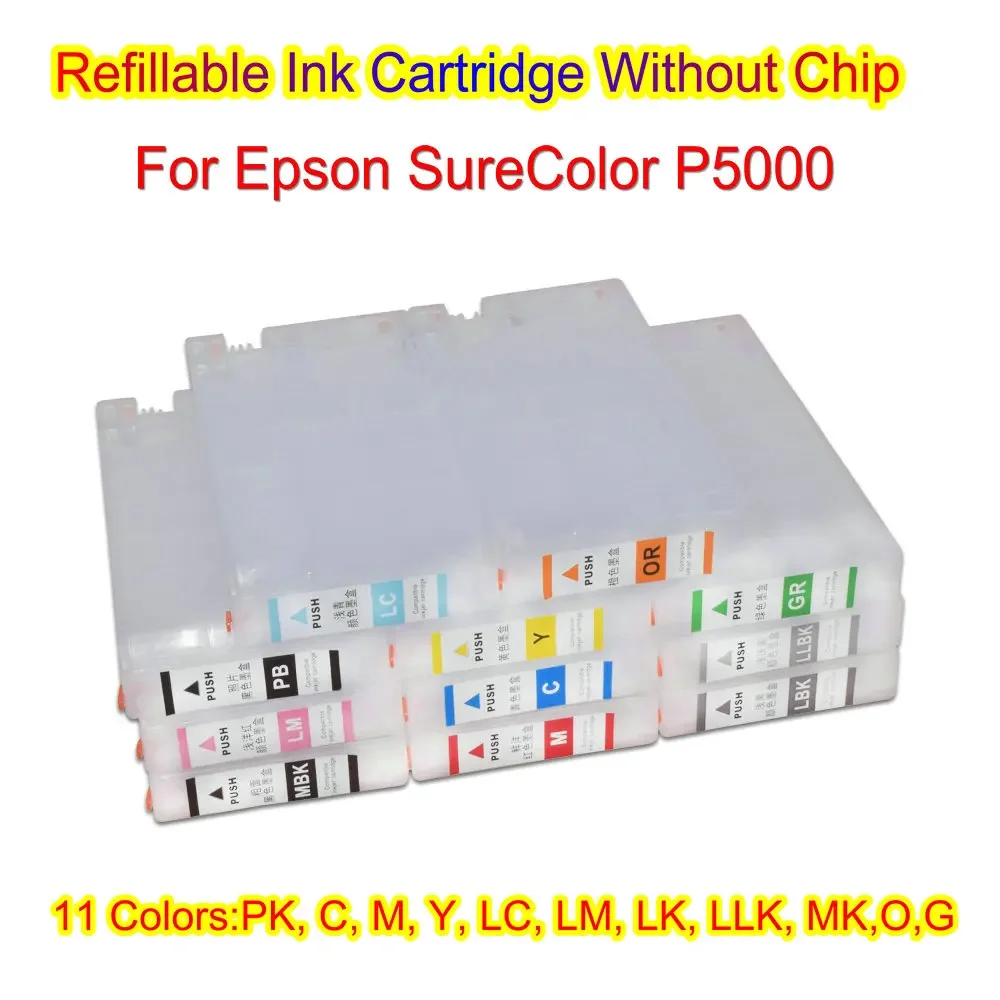 

Chipless P5000 Refillable Ink Cartridge Printer Ink Box Tank Without Chip For Epson SureColor SC-P5000 Printer 11 Colors 275ml