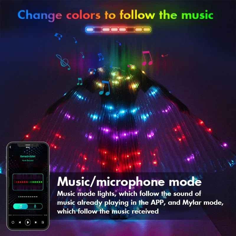 Belly Dance RGB IC LED Wings With Smart Remote Control DIY Colorful Fluorescent Butterfly Costumes Halloween Dress Up For Adults