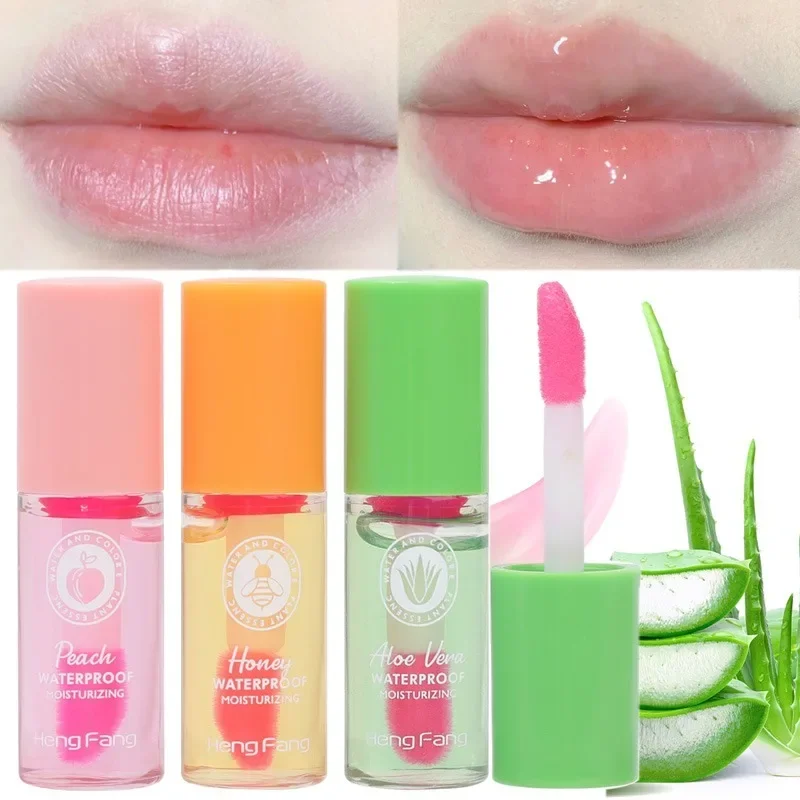 Aloe Vera Peach Honey Mini Lip Oil Temperature Color Changing Lasting Waterproof Moisturizing Lip Gloss Lip Care Makeup Cosmetic