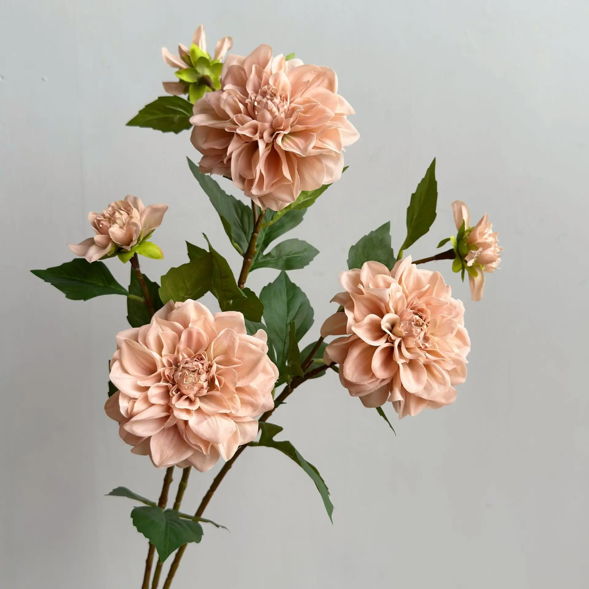 3-teiliges Set mit 2-köpfigen, feuchtigkeitsspendenden Dahlien, künstliche Blumen für die Heimdekoration, künstliche Dahlien, DIY-Brautstrauß, Hochzeitstisch-Blumendekoration – Detail 6