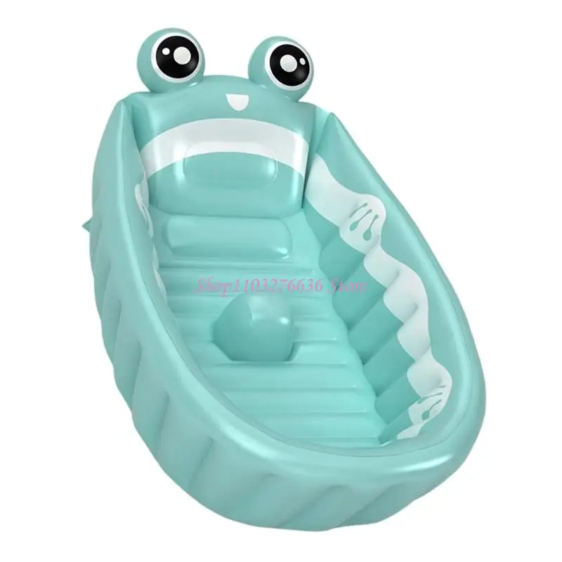 R6FD Faltbare Badewanne, Babybadewanne, Cartoon-Tiermuster, aufblasbare Badewanne für Kinder, zum Aufblasen, empfohlen für 0–6 – Detail 4