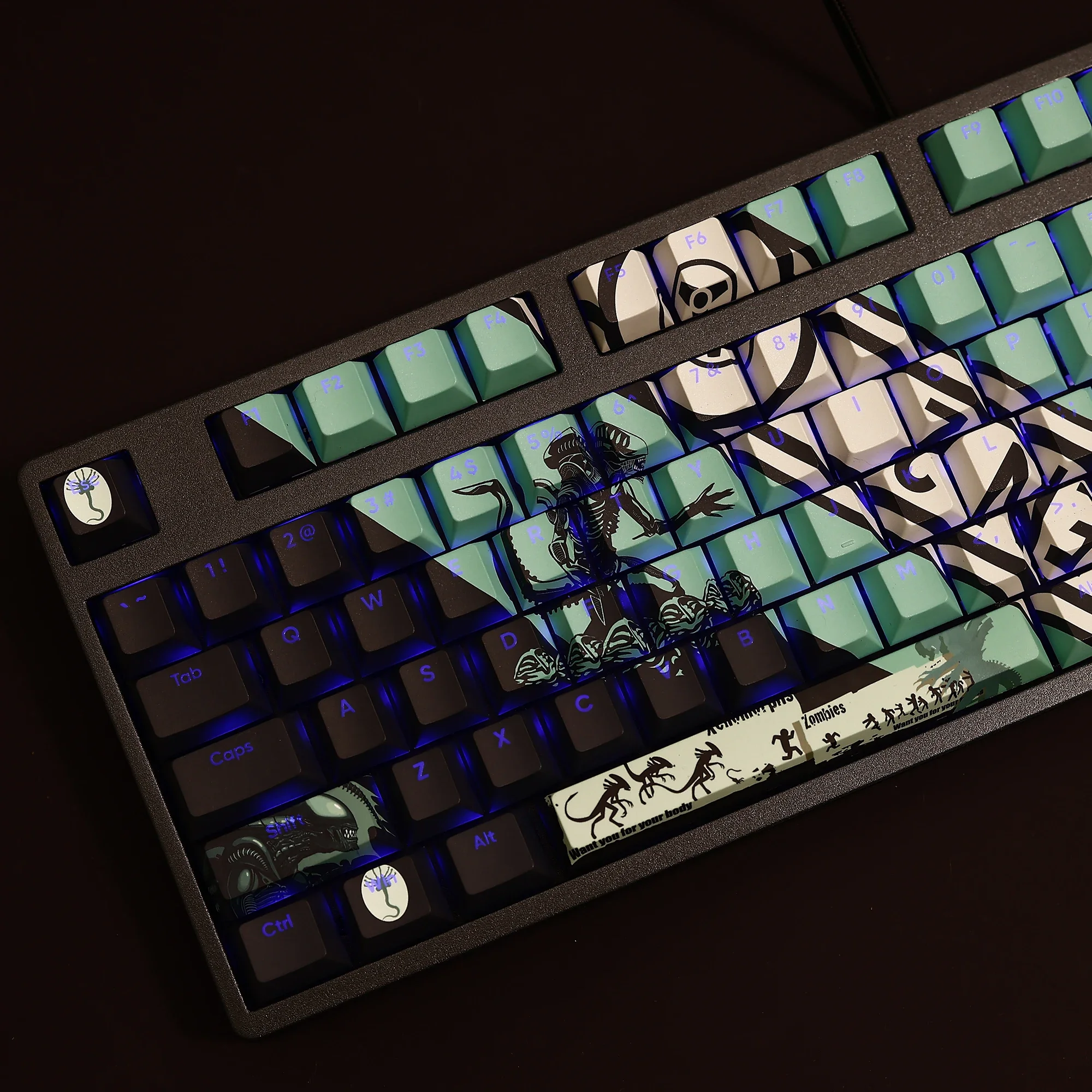 Xenomorph Translucent PBT Keycap Iron Blood Warrior movie peripheral 108 keys compatible with mechanical keyboard  키캡