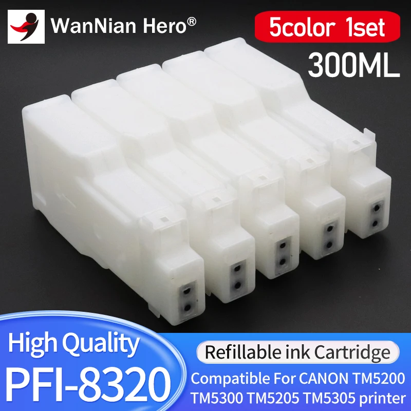 Imagem -01 - Cartucho de Tinta Recarregável para Impressora com Chip Cores Pfi8120 Pfi9320 Vazio Compatível para Canon Tm5200 Tm5300 Tm5205 Tm5305 Conjunto