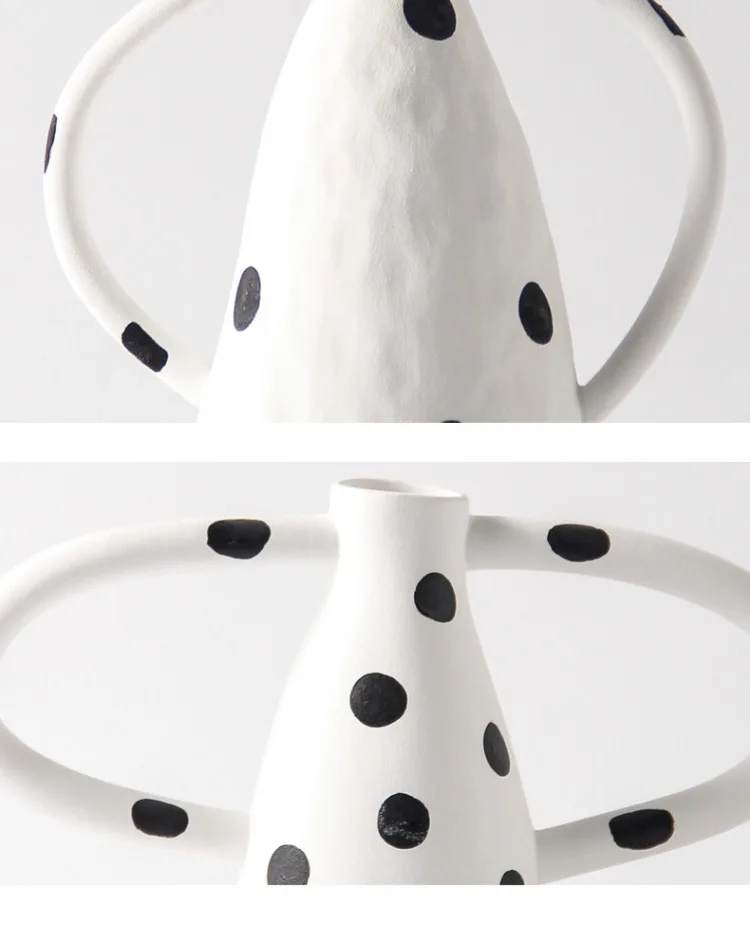 Mid-century Style Double-eared Creative Vase Home Soft Decoration Flower Arrangement Decoration Ornament Innovation Ceramic Vase