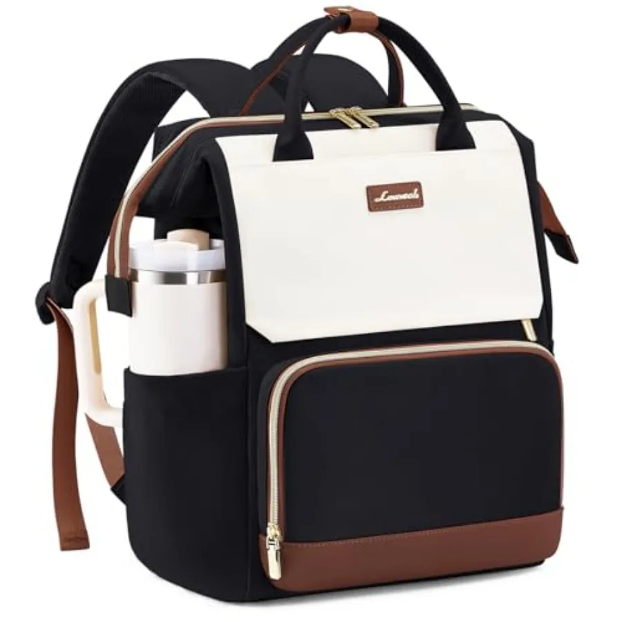 

Laptop Backpack for Women with Giant Tumbler Holder Pocket Travel Work Backpack Purse for Nurse Teacher Waterproof School Bag C