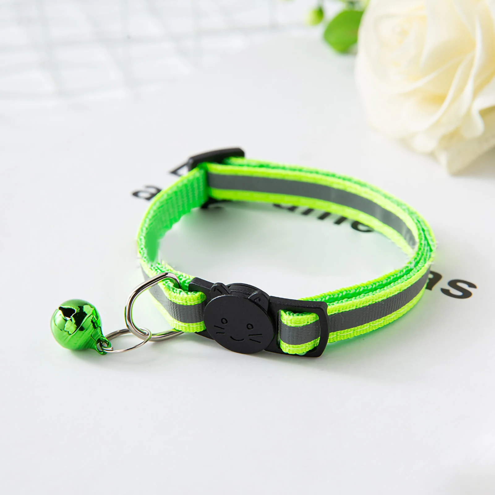 Pet Bell Collar Safety Buckle Adjustable Reflective Cat Collar With Bell For Dogs Puppies Kittens Adjustable 19‑32cm