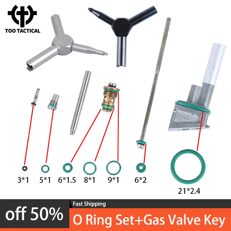 DulFluorine-Jeu de joints toriques en caoutchouc pour magasin de gaz, joint plat en silicone pour GBB Gloc 17 19 erian + Airsoft, clé de assujet