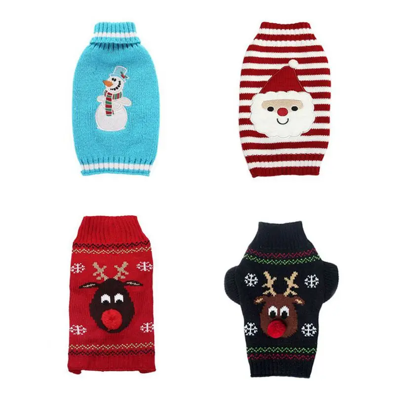 Warm Pet Sweater for Small Medium Dogs Winter Dog Sweater Christmas Pet Clothing Knitted Costume Coat Cartoon Striped Clothes