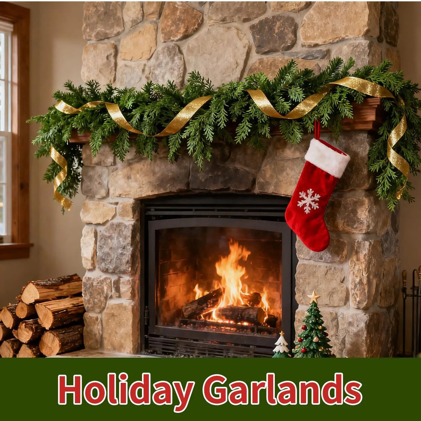 

Зимняя сосновая гирлянда 6,5 футов, искусственные реалистичные украшения, рождественские украшения, гирлянда для внутреннего стола, окна, патио, двора