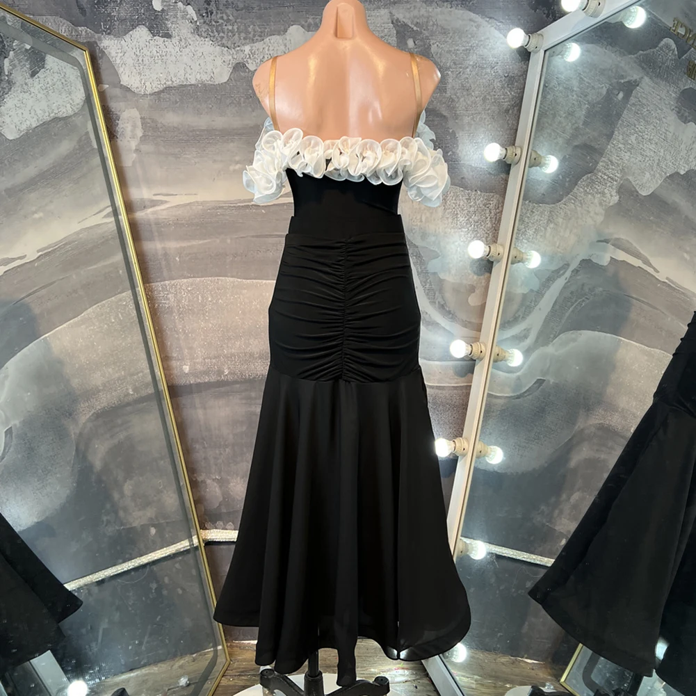 Wysokiej jakości strój do ćwiczeń tańca, sukienka na imprezę, taniec towarzyski, sukienka na zawody, temperamentna sukienka flamenco, strój walca z odkrytymi plecami.