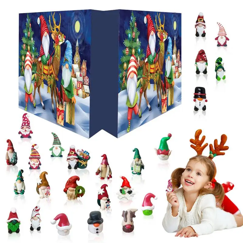 Christmas Advent Calendar with 24 Gnomes Funny Blind Box Props Gnome Dolls Box Countdown Home Gift Festival Decoration