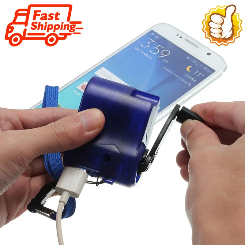 Portable USB Hand Crank Charger USB Emergency Charger Dynamo Hand Crank Phone Charger Cellphones MP3 Player Outdoor Survival