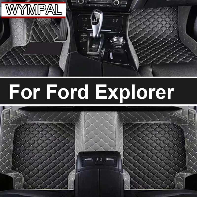 Car Floor Mat For Ford Explorer Classic U502 7seat 2016~2019 Non-slip Pad Waterproof Pads Rugs Leather Floor Mat Car Accessories