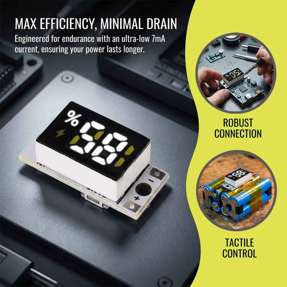 3-17V 1/2/3/4S Lithium Battery Power Meter Display Module Series Connected Battery Percentage Capacity Monitor Indicator Board
