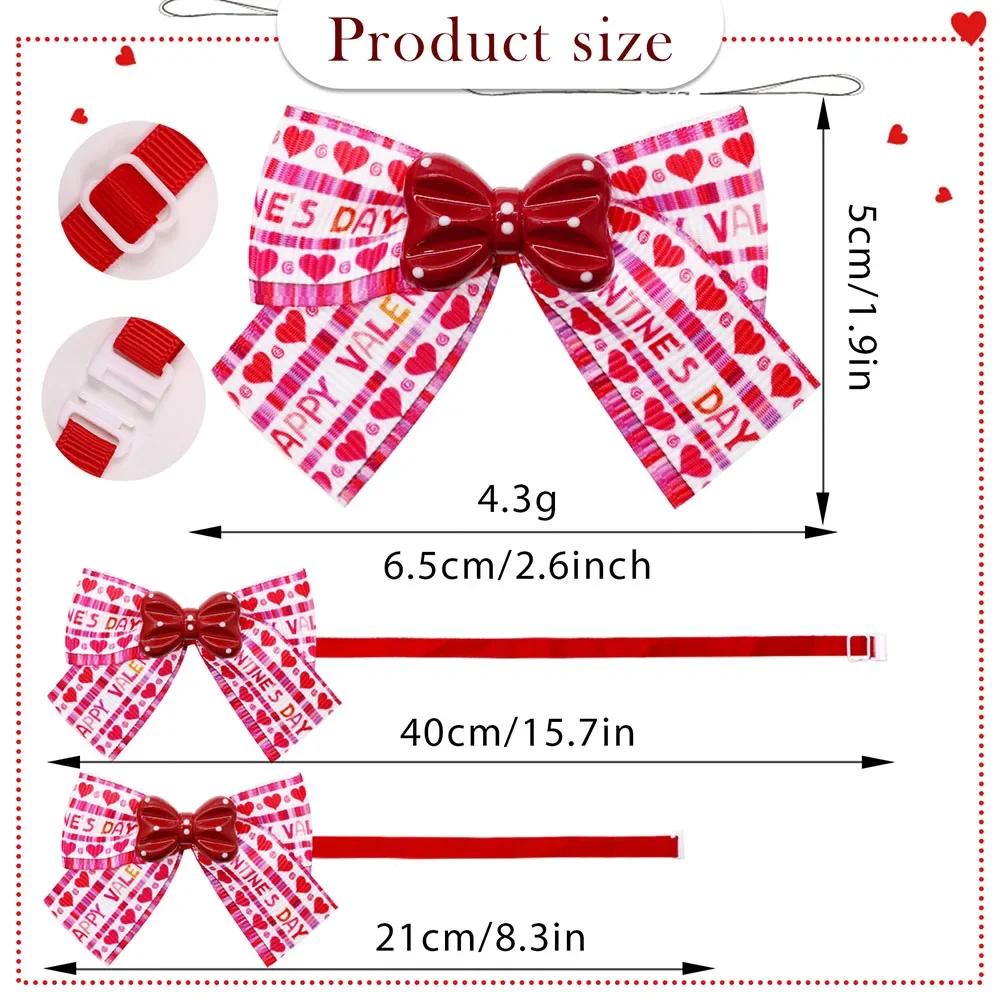 10PCS New Dog Bowties Pink Style Dog Accessories For Valentine\'s Day Adjustable Pet Dog Bow Ties Collars Pet Supplies For Dogs