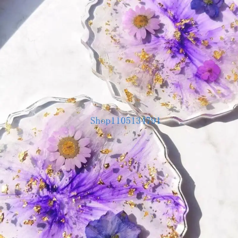 98 كجم 4 في 1 مجموعة قوالب سيليكون ناعمة غير منتظمة من العقيق كوستر كأس حصيرة قالب الراتنج