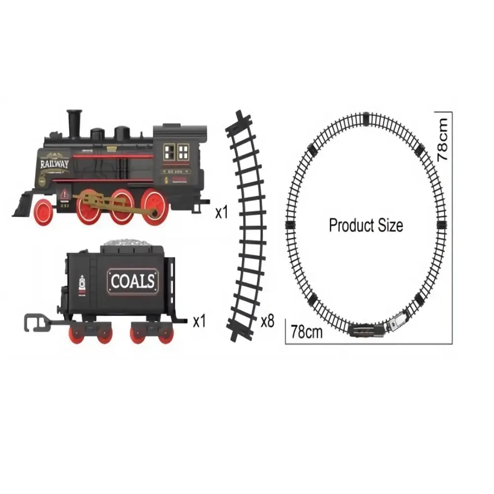 Zestaw kolejowy z dźwiękiem: retro pociąg parowy, lokomotywa parowa, szybka kolej elektryczna, kolejka elektryczna, zestaw do samodzielnego montażu.