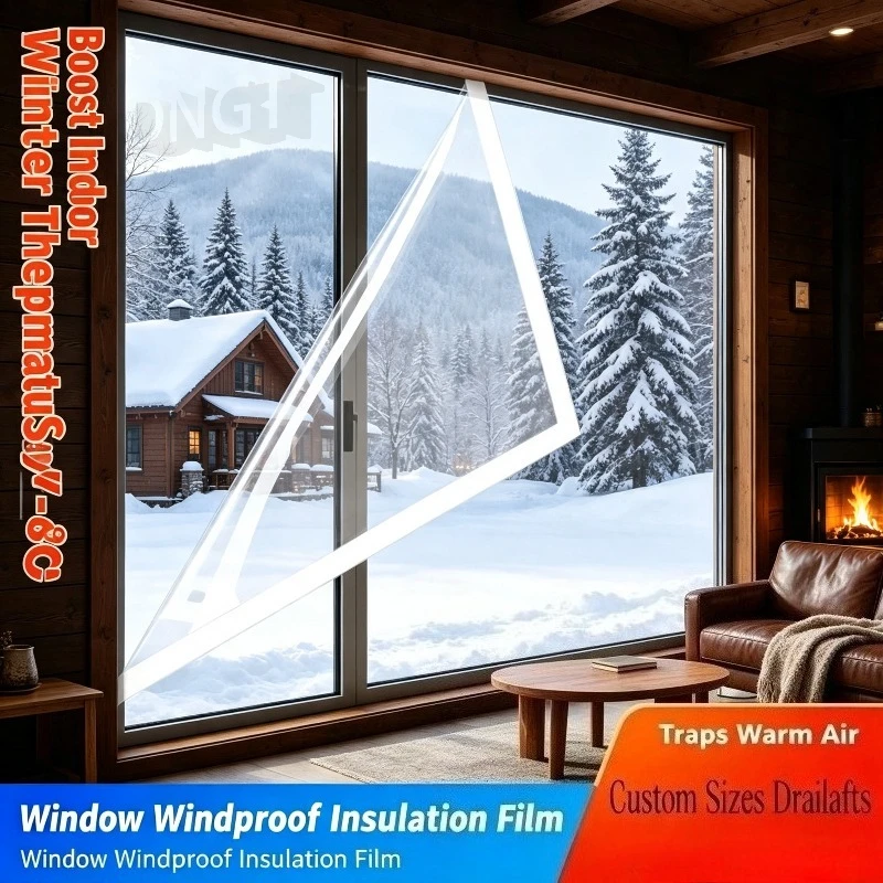 Window Windproof Insulation Film Draft Stopper Anti-Cold Thermal Seal Transparent No Damage To Window Frames Customizable Size