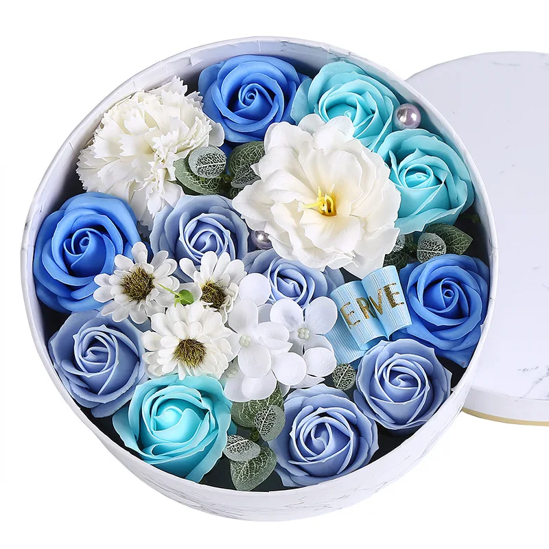 

Rose Soap Flower Small Round Gift Box Artificial Soap Flowers Roses Valentine's Day Gift for Girlfriend Wedding Party Gift