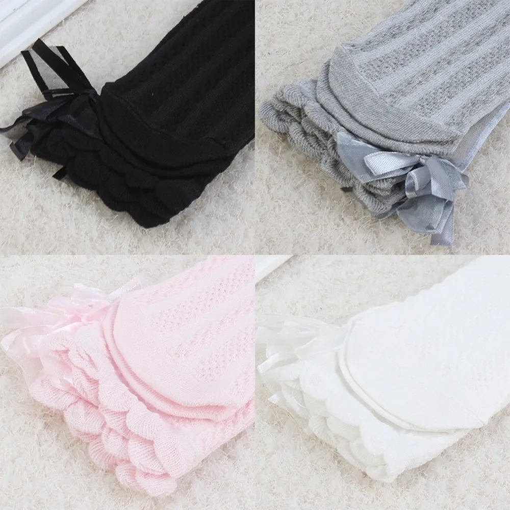 New Breathable Children Bowknot Mesh Socks Soft Long Tall Sock Twisted Stocking Mid-tube Socks Mesh Girls Sock