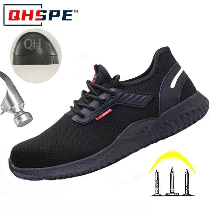 Breathable Anti Smash Puncture Proof Steel Toe Safety Shoes Slip Resistant Lightweight Protective Work Boots