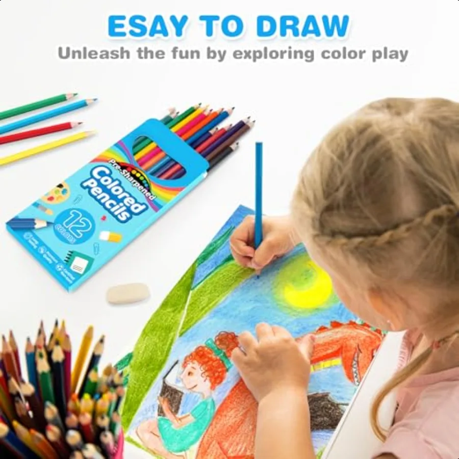 432 عدد أقلام رصاص ملونة 36 عبوة من أقلام الرصاص الملونة لأقلام التلوين المشحونة مسبقًا في 12 لونًا نابضًا بالحياة للمدرسة