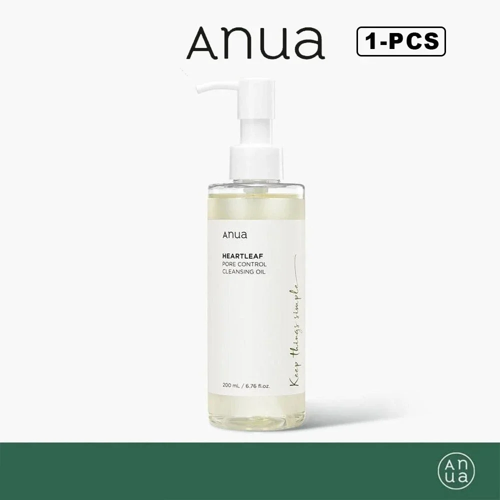 Anua Skincare Products Set Heartleaf Acne Toner 77 250ml and Makeup Pore Control Cleansing Oil 200ml Glow Recipe Skin Care Sets