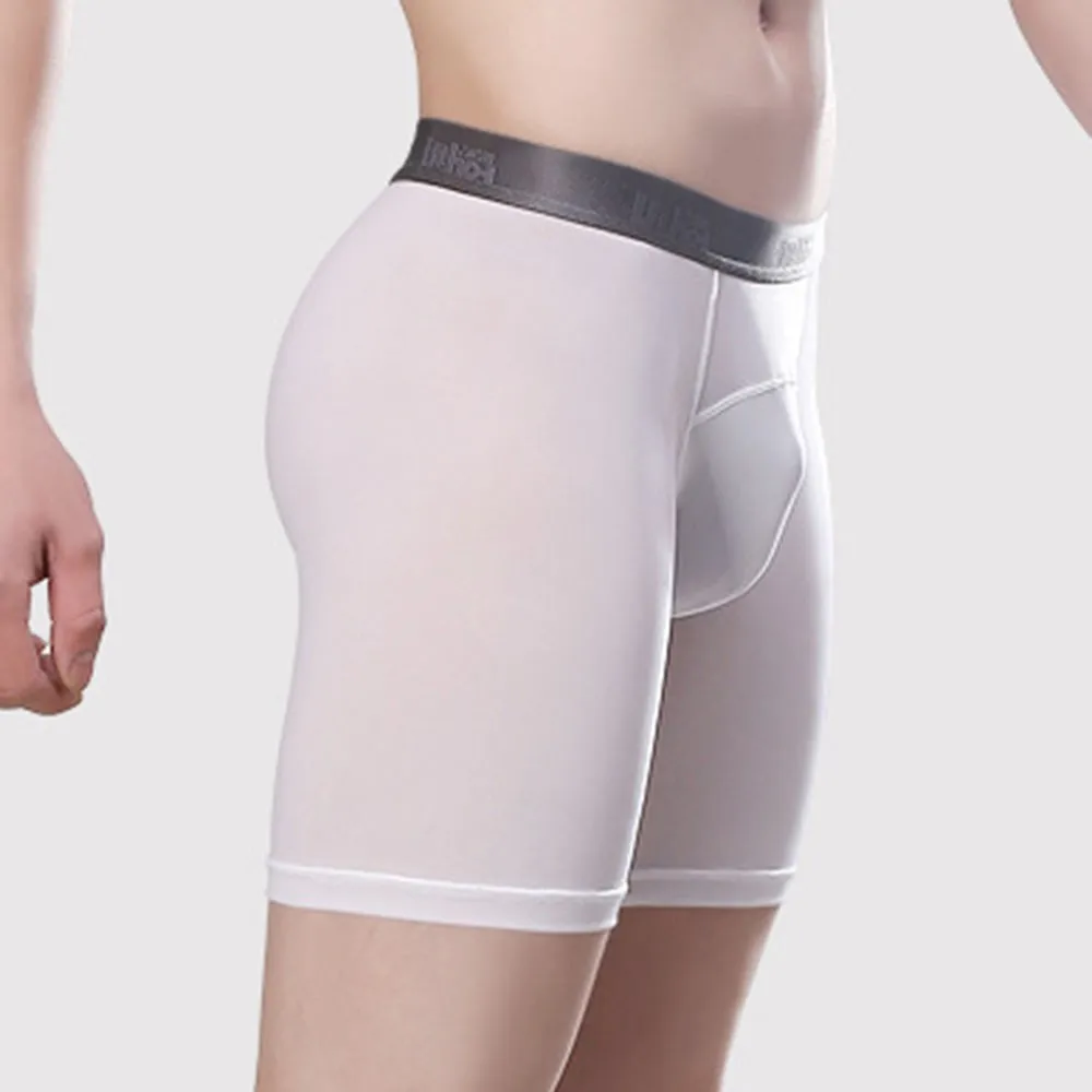 

Athletic Quick Dry Compression Shorts Ice Silk Panties Thin Underpants Mens Long Underwear U Convex Pouch Sports Boxers For Men