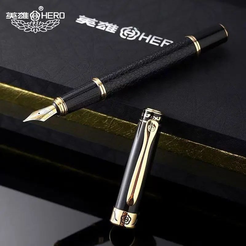 Hero Pen 88 Noble Series Leather Pattern Iridium Gold Pen Adult Practice Writing Signature Business Office Gift Ink Pen