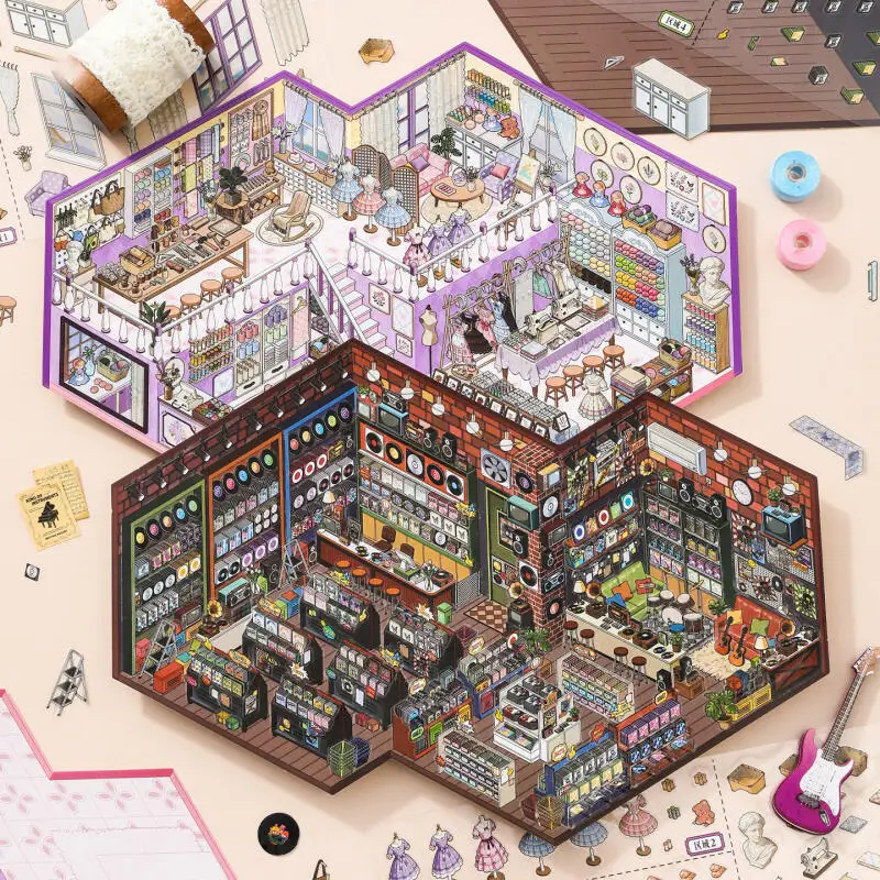 

Набор из 4 наклеек Card Lover [Серия «Управление магазином»] 3D-стикеры с пейзажами для магазинов аудиотоваров и товаров для творчества, скрапбукинга