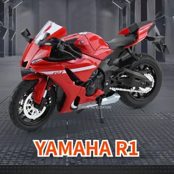 1/12 YAMAHA R1 giocattolo modello di moto in lega pressofuso con pneumatici in gomma leggera modello in scala giocattoli per moto per la collezione di bambini