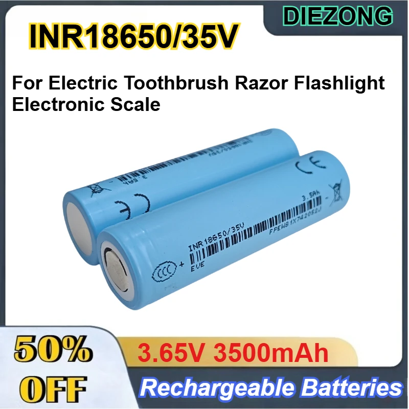 

INR18650/35V 3500mAh 3.65V Rechargeable Li-ion Batteries for Electric Toothbrush Razor Flashlight Electronic Scale Batteries