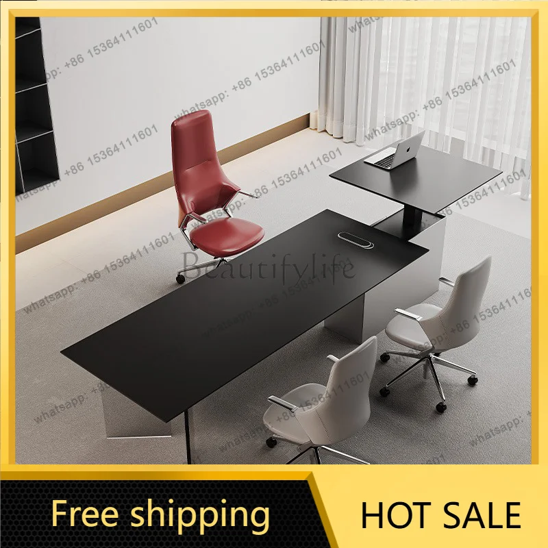 zj.Minimalist Modern Office Desk Electric Adjustable Computer Luxury Office Desk Aesthetic Nordic Meuble Bureau Trendy Furniture