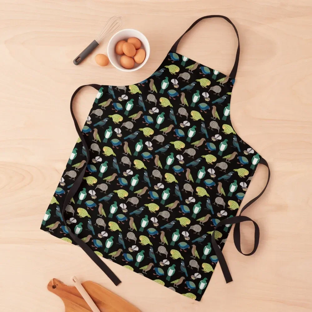 Cute New Zealand Birds BLACK Apron Camping Barista work ladies Kitchen Special Accessories Apron