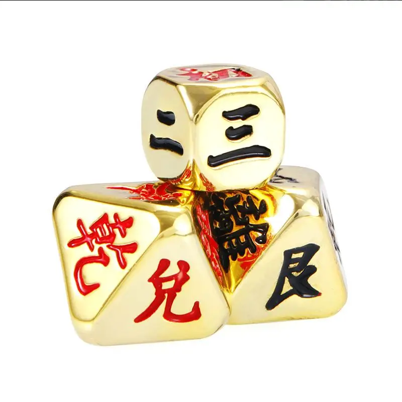 2Pcs 8 Sided Golden Metal Divination Dice Set,Chinese Bagua Trigram I Ching Divination Dice,Portable Divination Tool For Fortune 3