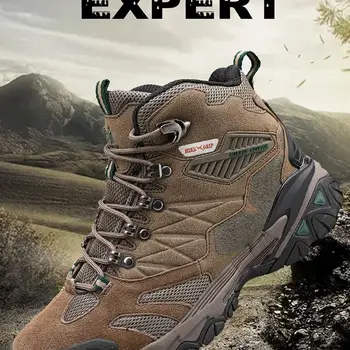 HIKEUP 남성용 야외 하이킹 부츠, 스웨이드 하이탑 트레킹 신발, 방수 전술 전투 밀리터리 부츠, 겨울