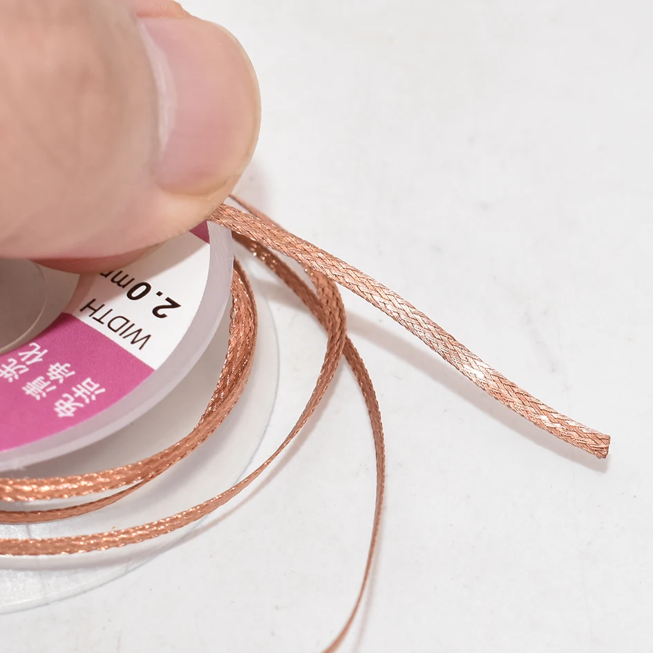1.5m 2015 Width 2.0mm Solder Wick Remover Desoldering Braid Solder Remover Sucker Flux Soldering Wick Cable Wire 500pcs/lot