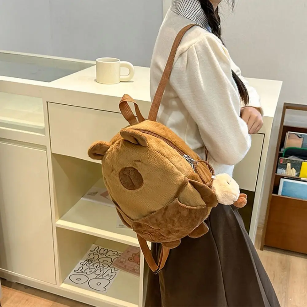 Animal Cartoon Capybara Plush Backpack Stuffed Large Capacity Capybara Crossbody Bag Cotton Cute Capybara Plush Bag