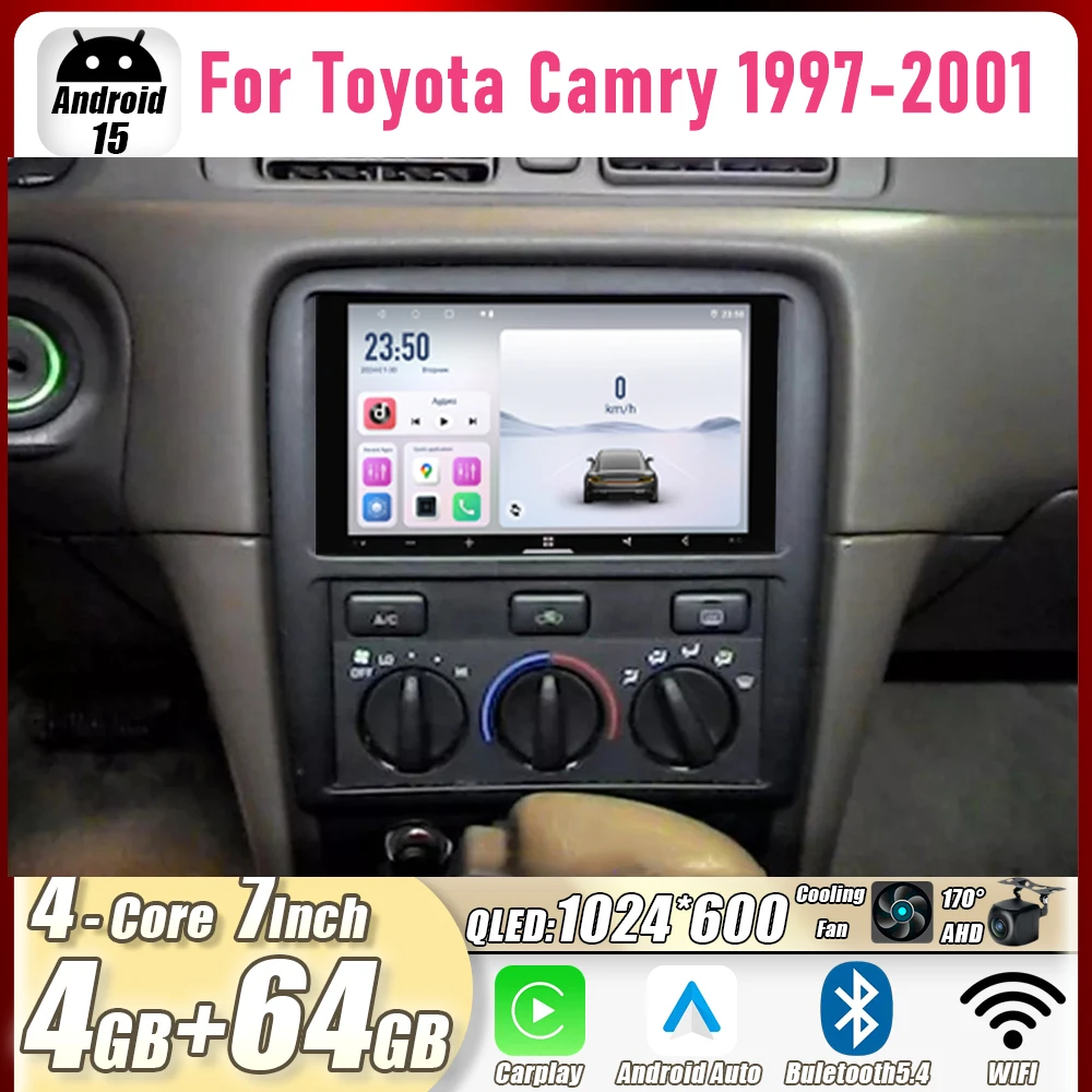 

7" For Toyota Camry 1997-2001 Car Stereo Radio CarPlay Android15 Auto Head Unit GPS WIFI Navi Multimedia Player 4GB+ 64GB